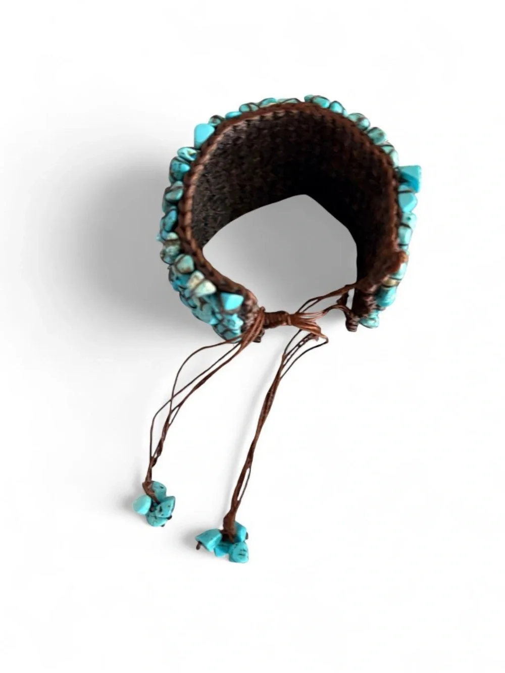 Turquoise stone bracelet with adjustable woven strap